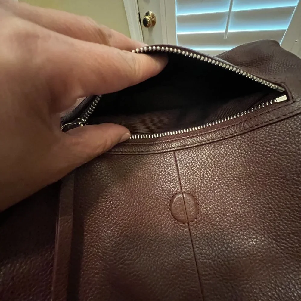 Kooba Hobo Brown Pebbled Leather Slouchy Fold Over Shoulder Bag